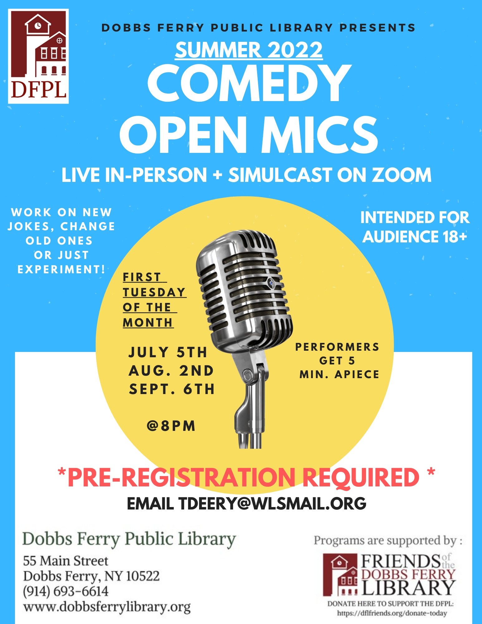 Comedy Open Mic (live in-person + simulcast)